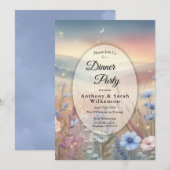 Moonlit Wildblume Whispers Dinner Party Einladung (Vorne/Hinten)