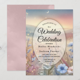 Moonlit Wildblume Whispers Wedding Einladung