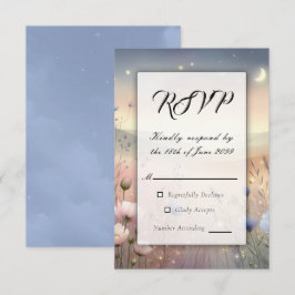 Moonlit Wildblume Whispers Wedding RSVP Karte