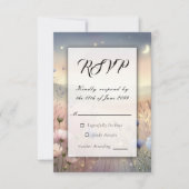 Moonlit Wildblume Whispers Wedding RSVP Karte (Vorderseite)