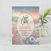 Moonlit Wildblume Whispers Wedding Save The Date (Stehend Vorderseite)