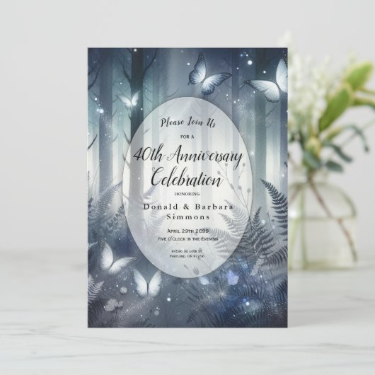 Moonlit Wings and Midnight Magic Anniversary Party Einladung (Stehend Vorderseite)