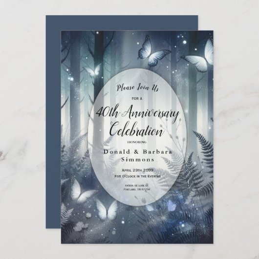 Moonlit Wings and Midnight Magic Anniversary Party Einladung (Vorne/Hinten)