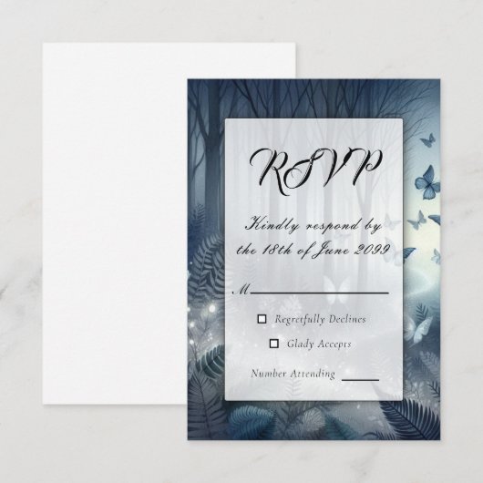 Moonlit Wings and Midnight Magic RSVP Karte (Vorne/Hinten)