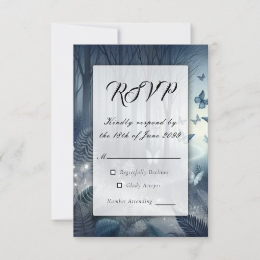 Moonlit Wings and Midnight Magic RSVP Karte (Vorderseite)