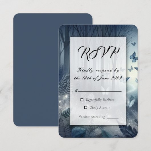 Moonlit Wings and Midnight Magic RSVP Karte (Vorne/Hinten)