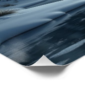 Moonlit Winter Lake – Serene Night Landscape Art Poster (Ecke)