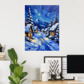 Moonlit Winter Village Poster (Heimbüro)