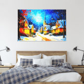 Moonlit Winter Village Reverie Leinwanddruck (Insitu (Schlafzimmer))