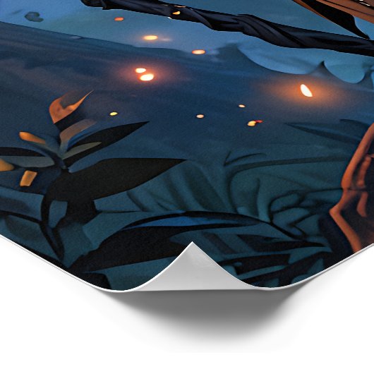 Moonlit Witch in Enchanted Forest Poster (Ecke)