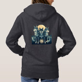 Moonlit Wolf Pack Guardians Wird Mystical Compass Hoodie (Rückseite)