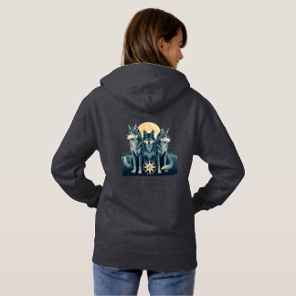 Moonlit Wolf Pack Guardians Wird Mystical Compass Hoodie