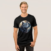 Moonlit Wolf – Tranquil Night Animal Art Tri-Blend Shirt (Vorderseite voll)