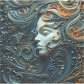 Moonlit Woman 3D Art Aufkleber (Vorderseite)