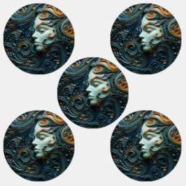 Moonlit Woman 3D Art Etiketten