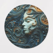 Moonlit Woman 3D Art Etiketten (Design 1)