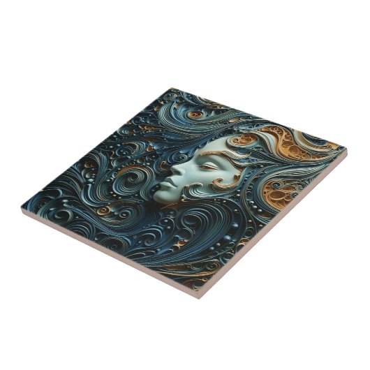 Moonlit Woman 3D Art Fliese (Seite)