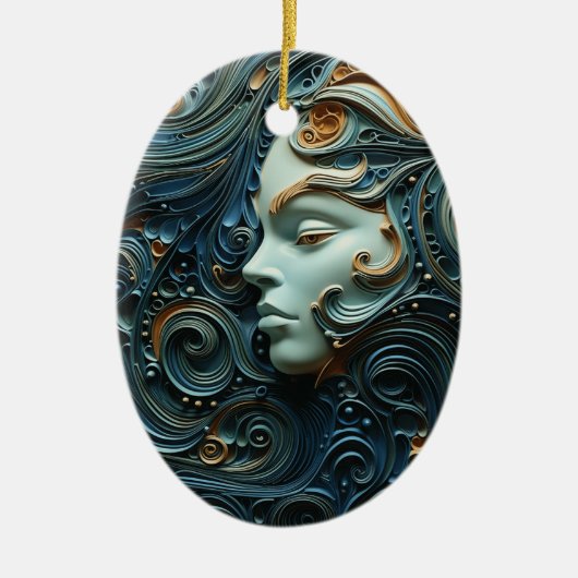 Moonlit Woman 3D Art Keramik Ornament (Vorne)