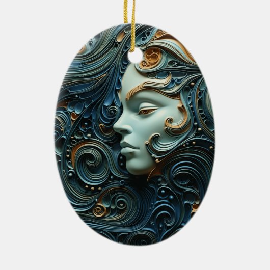 Moonlit Woman 3D Art Keramik Ornament (Hinten)