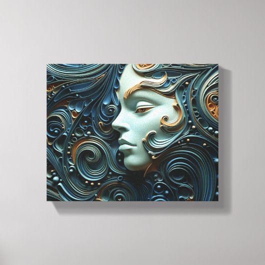 Moonlit Woman 3D Art Leinwanddruck (Vorderseite)