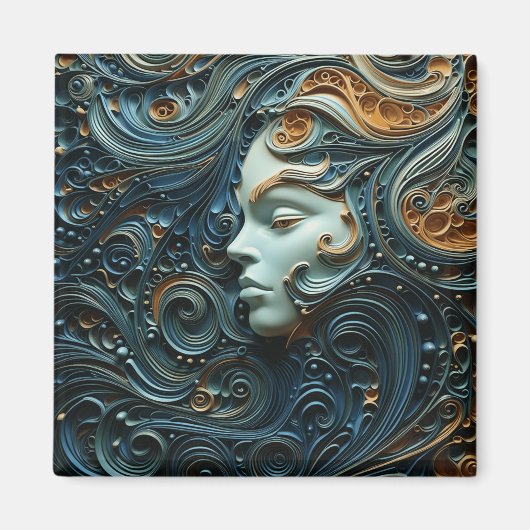 Moonlit Woman 3D Art Magnet (Vorne)