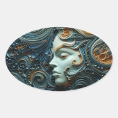 Moonlit Woman 3D Art Ovaler Aufkleber (Vorderseite)