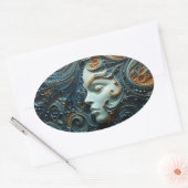 Moonlit Woman 3D Art Ovaler Aufkleber (Umschlag)