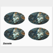 Moonlit Woman 3D Art Ovaler Aufkleber (Blatt)