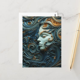 Moonlit Woman 3D Art Postkarte