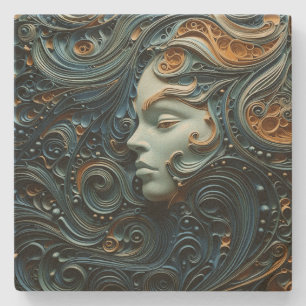 Moonlit Woman 3D Art Steinuntersetzer