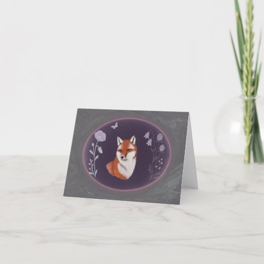 Moonlit Woodland Fox Small Greeting Card Dankeskarte (Vorderseite)
