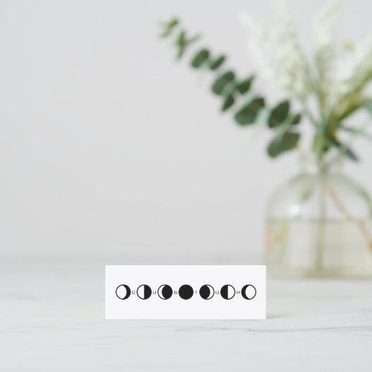 MOONPHRASE Cool Modern Moon Phase Horizontal Mini Visitenkarte (Stehend Vorderseite)