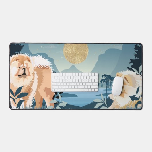 MOONRISE CELESTIALS Chow-Schreibtischmatte Schreibtischunterlage (Tastatur & Maus)