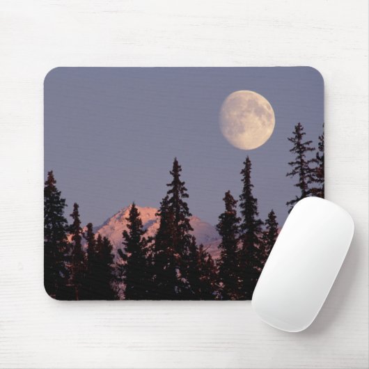 Moonrise Early Winter | Ankerplatz, Alaska Mousepad (Mit Mouse)