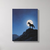 Moonrise Horse Cliff Silhouette Art Leinwanddruck (Vorderseite)