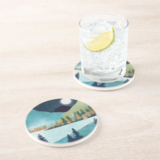 Moonrise Lake Getränkeuntersetzer (Seite)