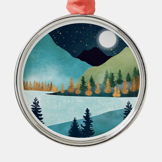 Moonrise Lake Ornament Aus Metall (Vorne)