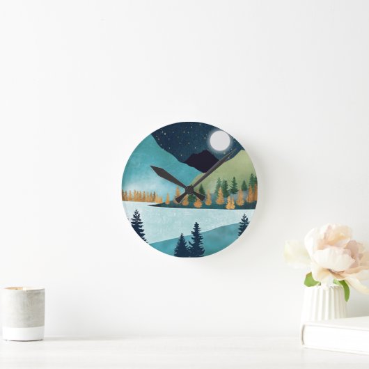 Moonrise Lake Runde Wanduhr (Zuhause)