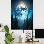 Moonrise Over Pines - Serene Lunar Landschaft Art Poster (Heimbüro)