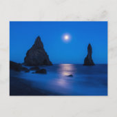 Moonrise-Reflektion | Island, Reynisdrangur Postkarte (Vorderseite)