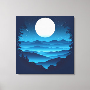 Moonrise über dem blauen Rücken Leinwanddruck