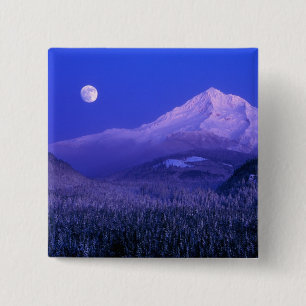 Moonrise über den Hood winter, Oregon Button