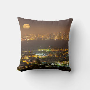 Moonrise über der Skyline von San Diego Kissen
