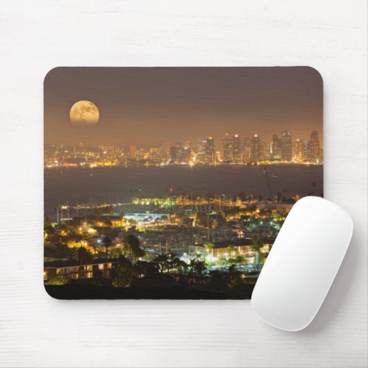 Moonrise über der Skyline von San Diego Mousepad (Mit Mouse)