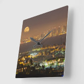 Moonrise über der Skyline von San Diego Quadratische Wanduhr (Winkel)