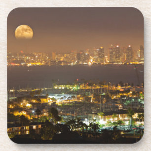 Moonrise über der Skyline von San Diego Untersetzer