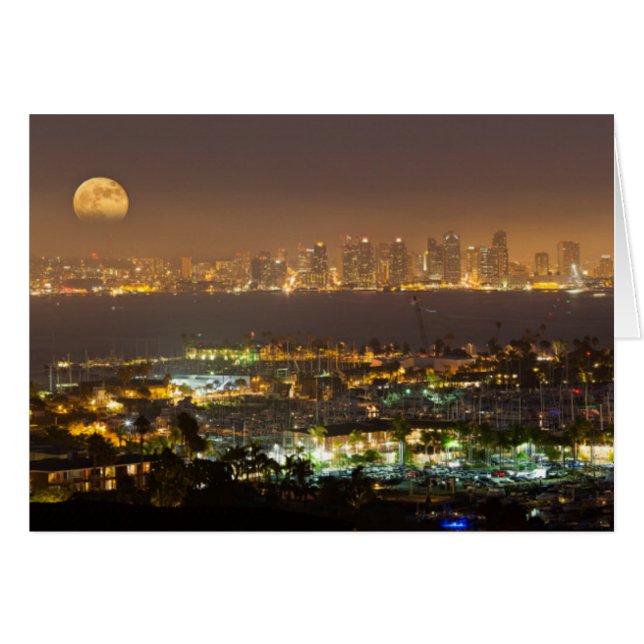 Moonrise über die Skyline von San Diego (Vorderseite (Horizontal))
