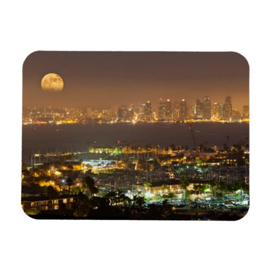 Moonrise über die Skyline von San Diego Magnet (Horizontal)