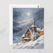 Moonrise über einem schneebedeckten Vermont Postkarte (Vorne/Hinten)