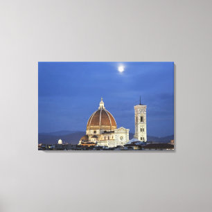 Moonrise und Florenz-Kathedrale, Basilika di Leinwanddruck